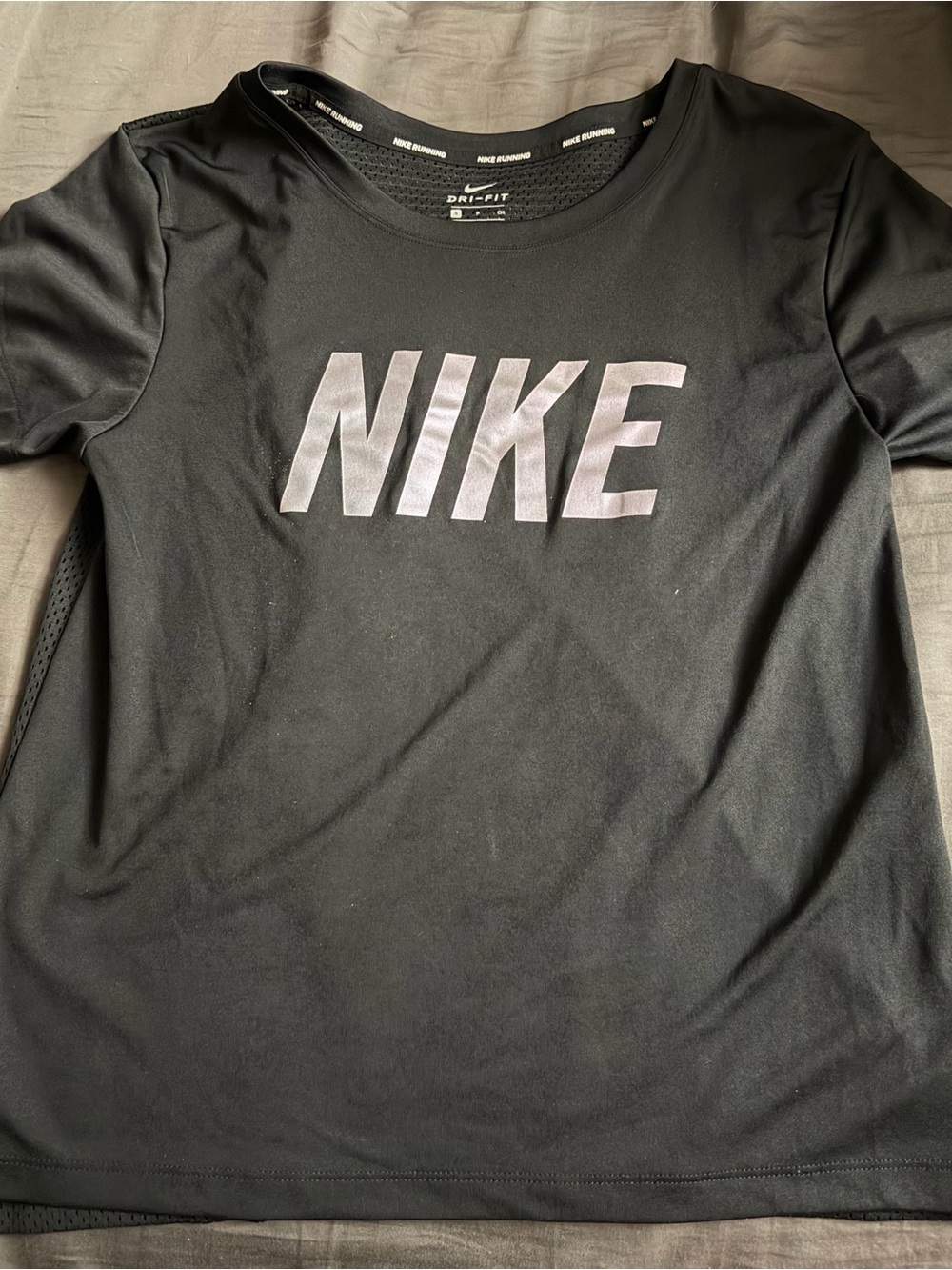 Nike Women's Black Short-Sleeve Dri-FIT Tee with Silver Logo